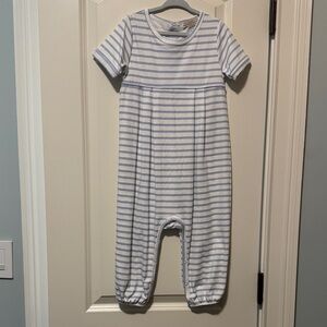 TBBC Striped Short-Sleeve Romper - Light Blue & White